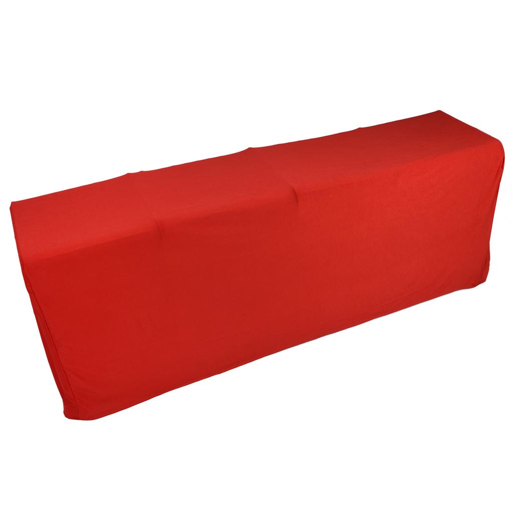 Stretch Spandex Table Cover Good Elasticity Washable Reusable Red Stretchable Tablecloth with 4 Pock
