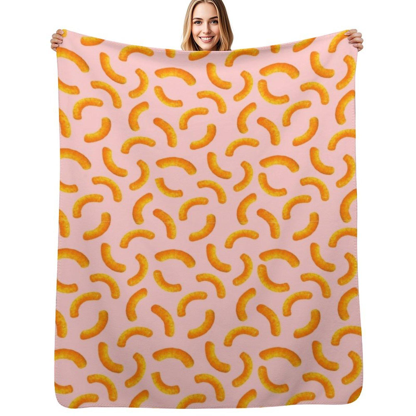 Cheese Puffs - Pink Throw Blanket Modern Design Soft Blanket for Home Decor Size: 75*100cm, Weight: 230 GSM