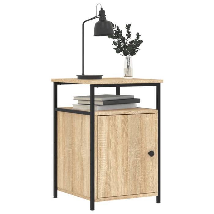Table de chevet - Maison Exclusive - Chêne sonoma - Bois d'ingénierie durable - Cadre en fer