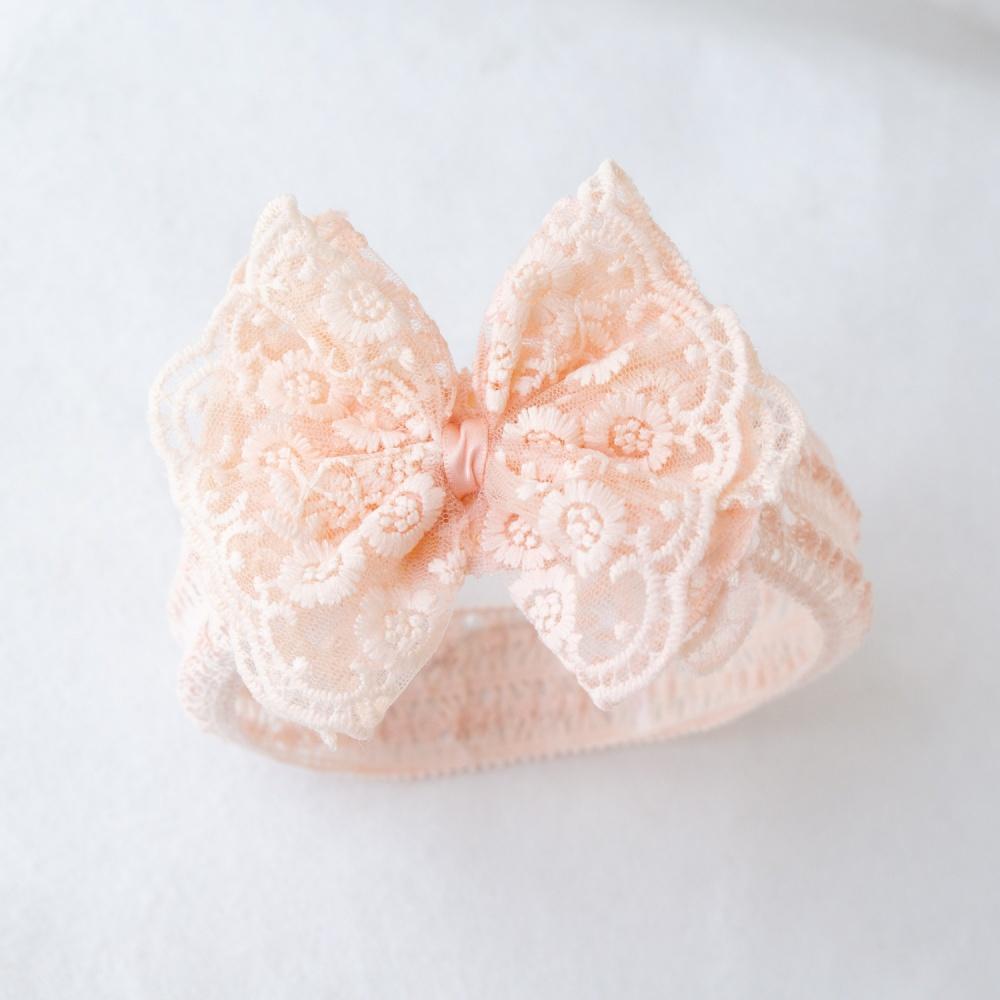 

Cute Lace Embroidery Bow Headband For Princess Baby Girls Solid Bow Elasticity Hair Band Luxury Headwear Gifts