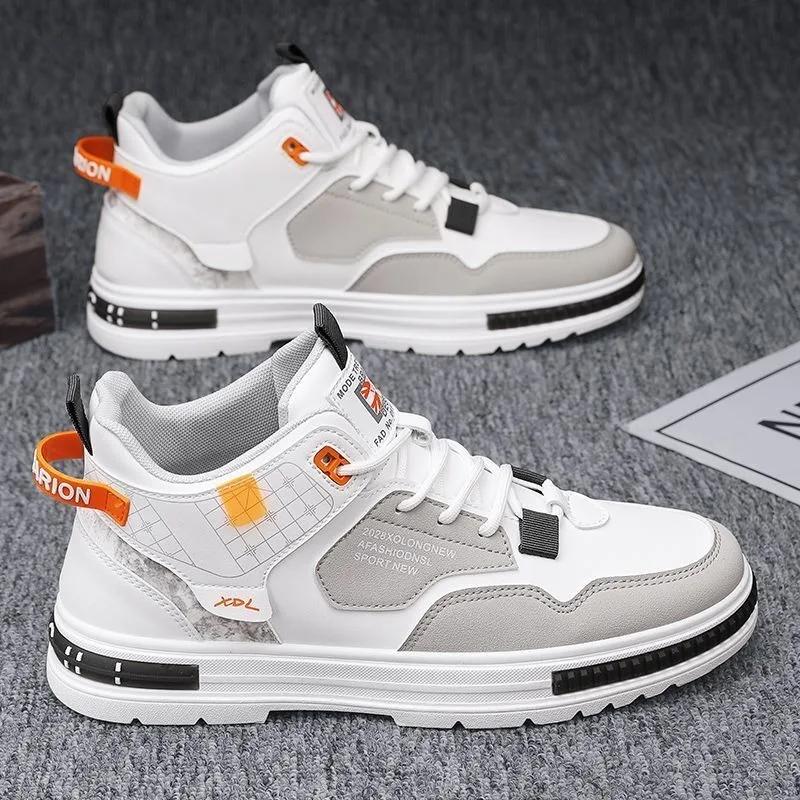 New Men's High-top Sneakers for Fall Comfortable Platform Shoes 2023 Trendy Breathable Lace-up Skate Shoes Zapatillas De Hombre