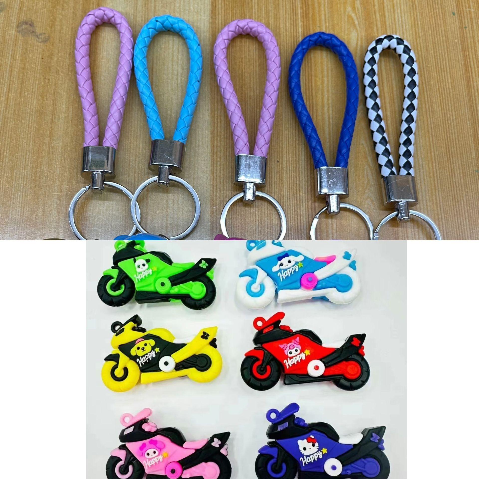 3D Simulation Motorcycle Plush Keychain Cute Cartoon Doll Pom Pendant Exquisite Bag Accessory