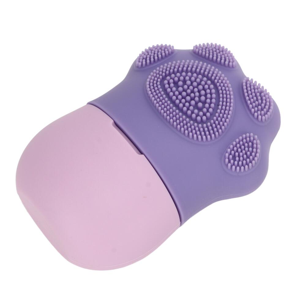 Ice Face Roller Cold Ice Mold Holder Silicone Reusable for Face Beauty DIY Facial Care Purple Cat Claw with Comb