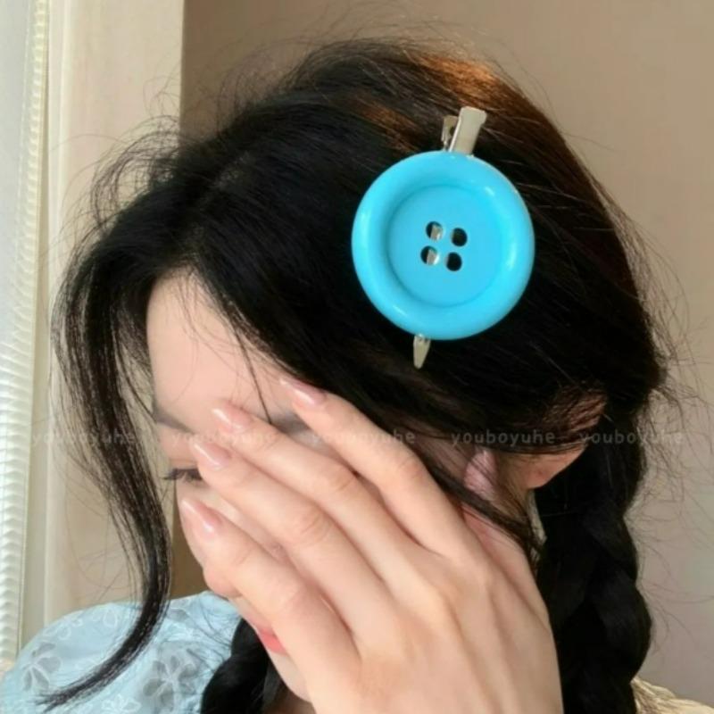 4pcs Fashion Colorful Y2K Large Button Side Hair Clip Harajuku Candy Girls Gift Subculture Vintage INS Decoration Accessories