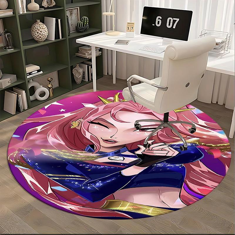 1pc Anime Design Round Carpet - Office Chair Mat, Non-Slip Rug for Anime Fans | Perfect Gift for Anime Lovers | Suitable for Home Decor, Living Room
