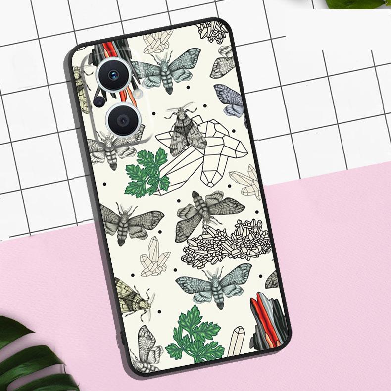 

Moths insects botanical butterflies Case For OPPO Reno 11 12 13 F 8T 7 8 10 Pro OPPO Find X8 Pro X3 X6 Pro X5 Lite Cover Coque OPPO Find X8