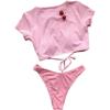 New European and American Women's Split Sexy Solid Color Stripe Bikini