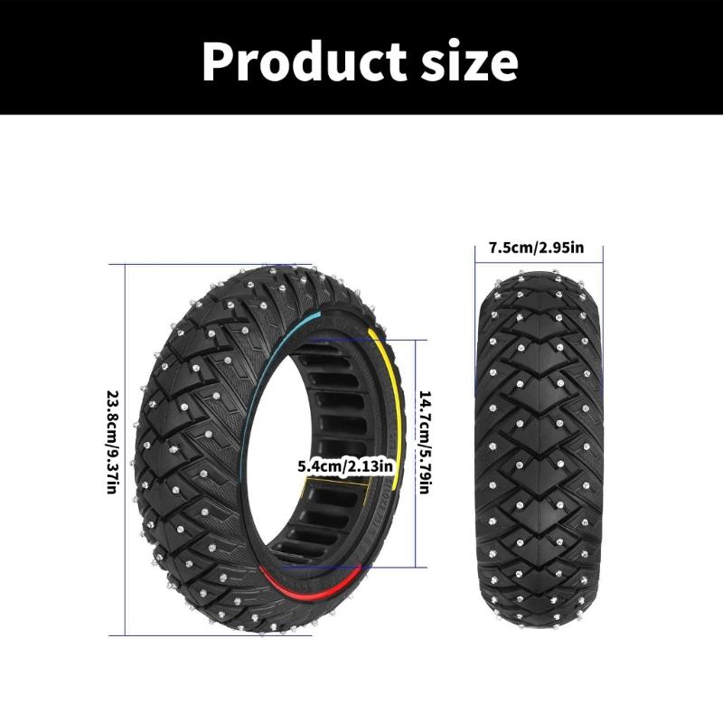 Nonslip Studded Offs Road Solid Tire Thicken Rubber Tubeless Tire with Antislip Screws, 10Inches Electric Scooter Tire