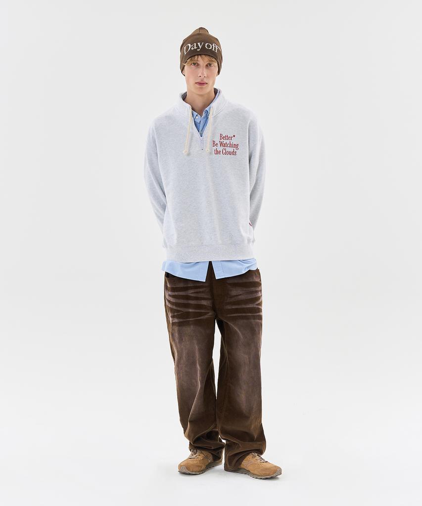 Aeca Better Half Zip Up Sweat Shirts-Light Gray