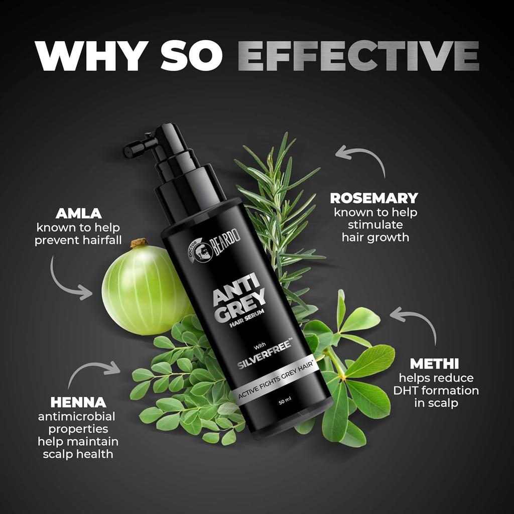 Beardo Anti Grey Hair Serum for Men 50ml Pack of 1 | Lightweight Non-Sticky Hair Revitalizer