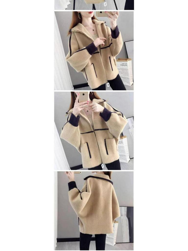Women's Autumn & Winter Knit Cardigan: Loose Denim College Style Versatile Casual Outerwear