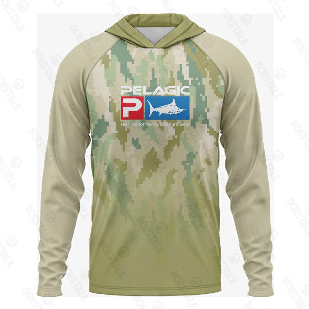 Pelagic men's and women's long-sleeved breathable sunscreen hooded fishing suit sea fishing boat fishing Luya fishing suit customization