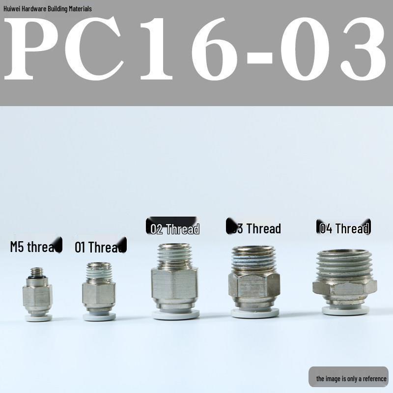 Pneumatic Push-to-Connect Air Hose Fitting - Quick Connectors PC6, PC8, PC12 (M5 Thread)