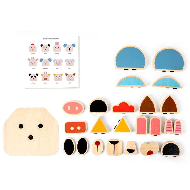 Character Face-Changing 3D Puzzle Toy Montessori Benefits Intelligent Character Animal Wooden Face-Changing Block Challenge