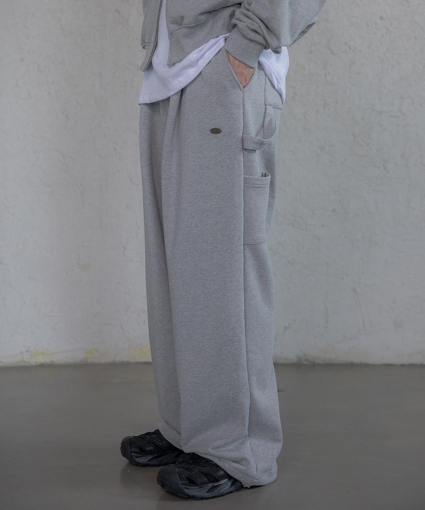 Iesn Pintuck Wide Carpenter Pants Gray