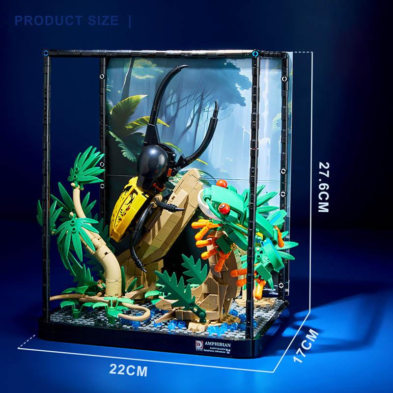 Miasto MOC Tropikalny Las Deszczowy Żaba Owady Pudełko na Zwierzątka Budowanie Klocki DIY Agalychnis Callidryas Dynastes Klocki Zabawki Dla Dzieci