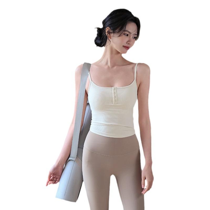 Women's Yoga Vest with Chest Pad – Ideal for Running, Fitness, and Pilates