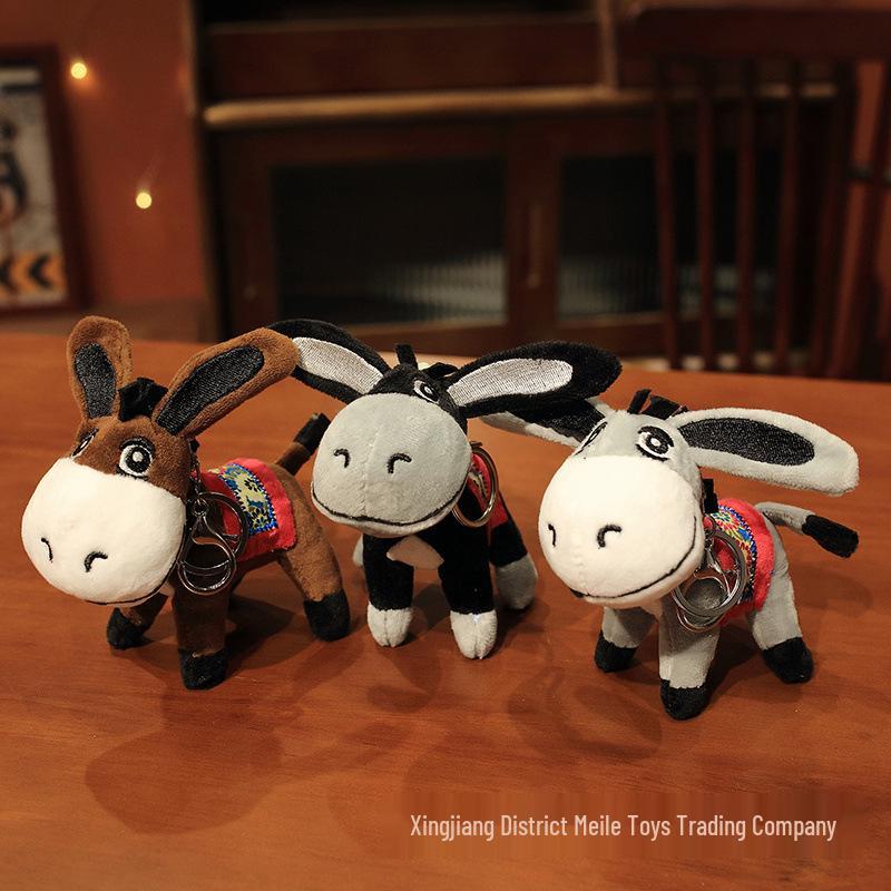 Charming Country Fair Donkey Pendant & Keychain | Plush Toy Doll Gift & Backpack Decoration
