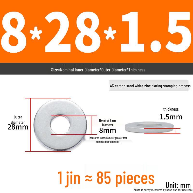 Extra Large Galvanized Metal Flat Washer - Thickened Round Screw Washer M6-M16