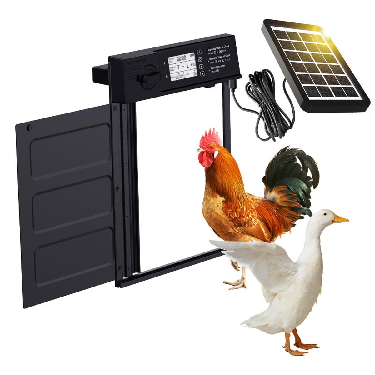 Automatic Chicken Coop Door Solar Powered, Pivot Chicken Door with Timer & Light Sensor, Anti-Pinch Automatic Chicken Door