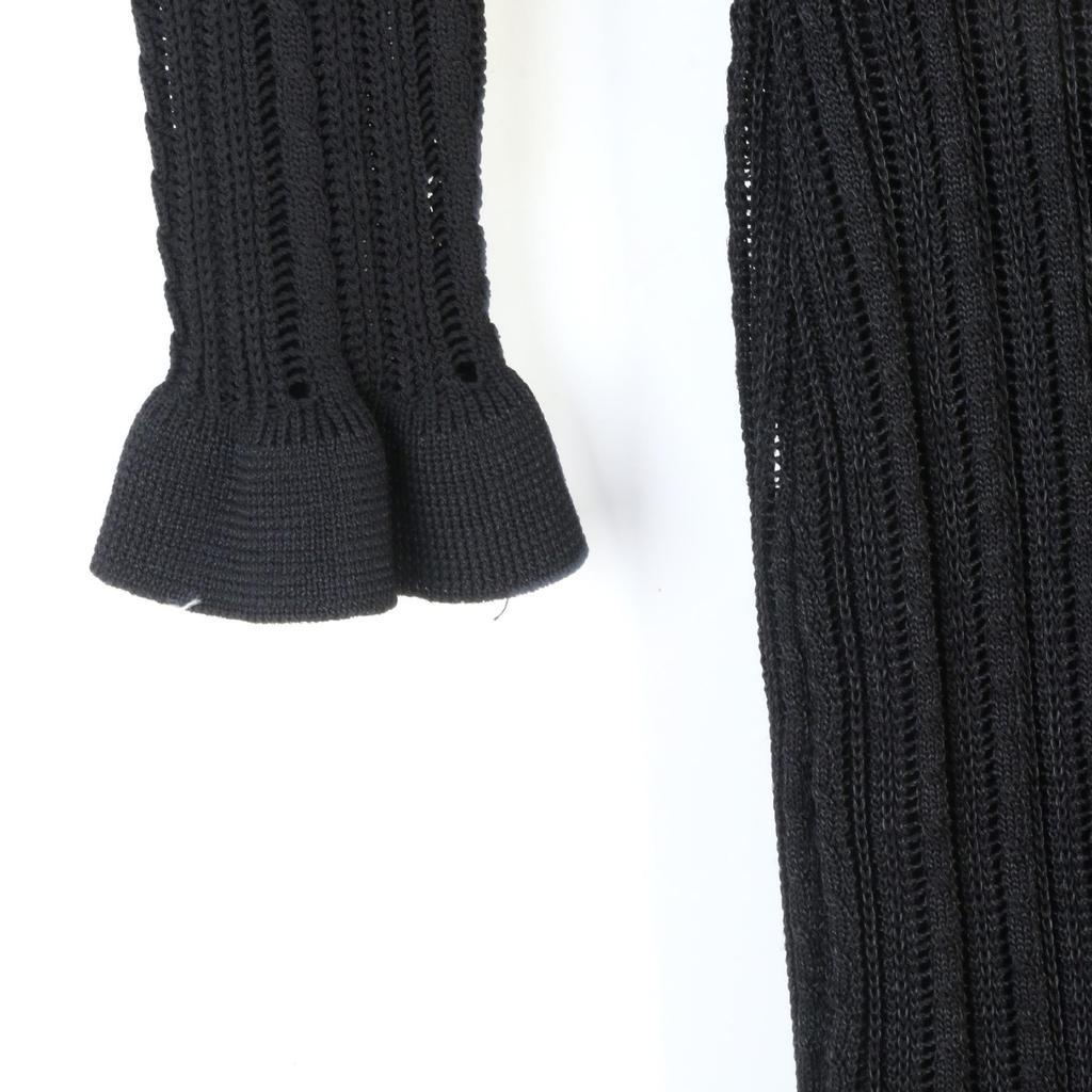 Women's V-Neck Fishtail Bodycon Dress: Elegant Hollow Knit with Long Sleeves for Spring & Autumn