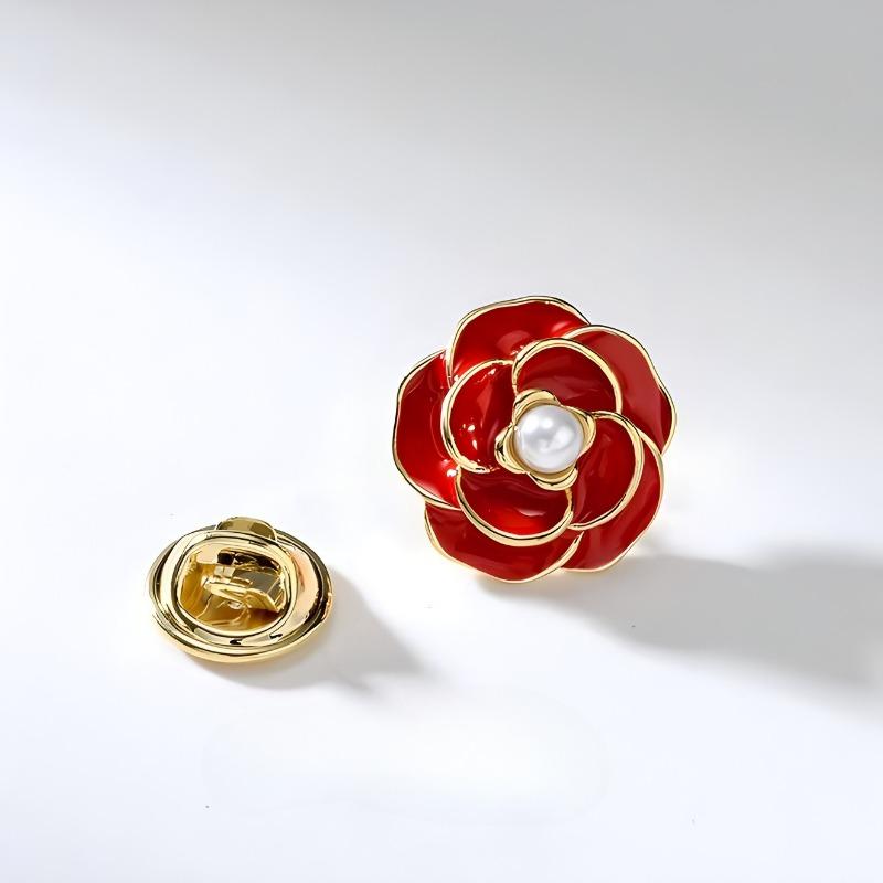 

Камелия, капающая маслом, Антибликовая горловина, Маленькая брошь, Изысканная женская жемчужная брошь со скрытой застежкой красный