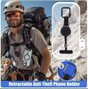 Anti-Theft Retractable Phone Holder Badge Reel Carabiner Keychain with Steel Tether for ID Keys Cell Phone Travel Daily Use
