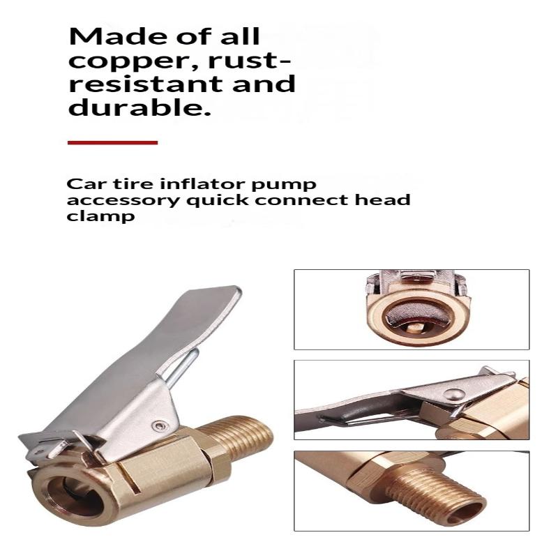 Brass Locking Nozzle Tire Air Chuck Clip Adapter - Automotive Grade For Efficient Inflation