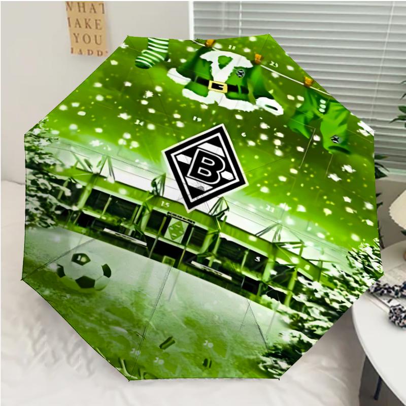 Borussia Monchengladbach logo Print Automatic Umbrella, 8 Rib Iron Frame, Plastic Handle, Suitable for Outdoor Travel &Daily , Ideal Gift