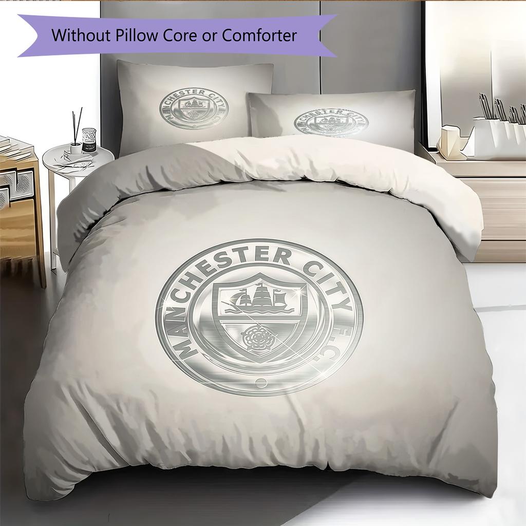 Man City2 Pattern Bedding Quilt Set  Home Decoration  Gift (1 * duvet cover + 2 * pillowcase  without core)