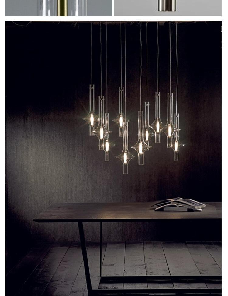 Italian PENTA Designer Pendant Light for Dining and Bars - Art Glass and Bamboo