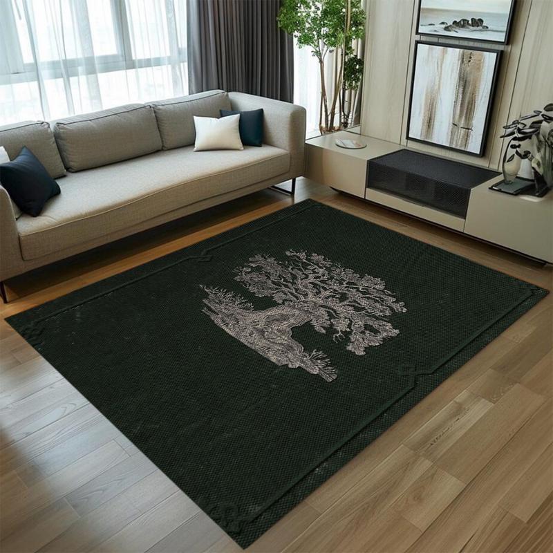 

Artistic Tree of Life Carpet Silver & Gold Elegant Design Non-slip Soft Mat for Home Living Room Bedroom Decor 40X60cm