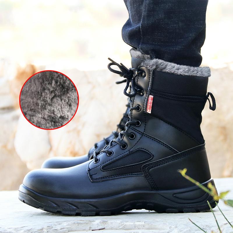 Plus Size Safety Boots for Men Casual Cow Leather Worker Shoes Steel Toe Cap Boot Platform Working Botas Masculinas Security Man