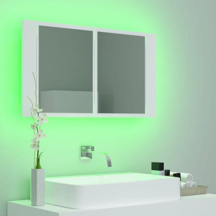 VidaXL Bathroom Cabinet with LED Mirror White 80x12x45 Cm Acrylic 804964