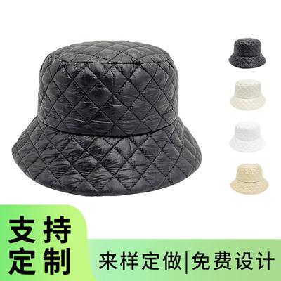 Winter New Down Cotton Bucket Hat Women's Face Small Warm Bucket Hat Solid Color Versatile Mesh Basin Hat