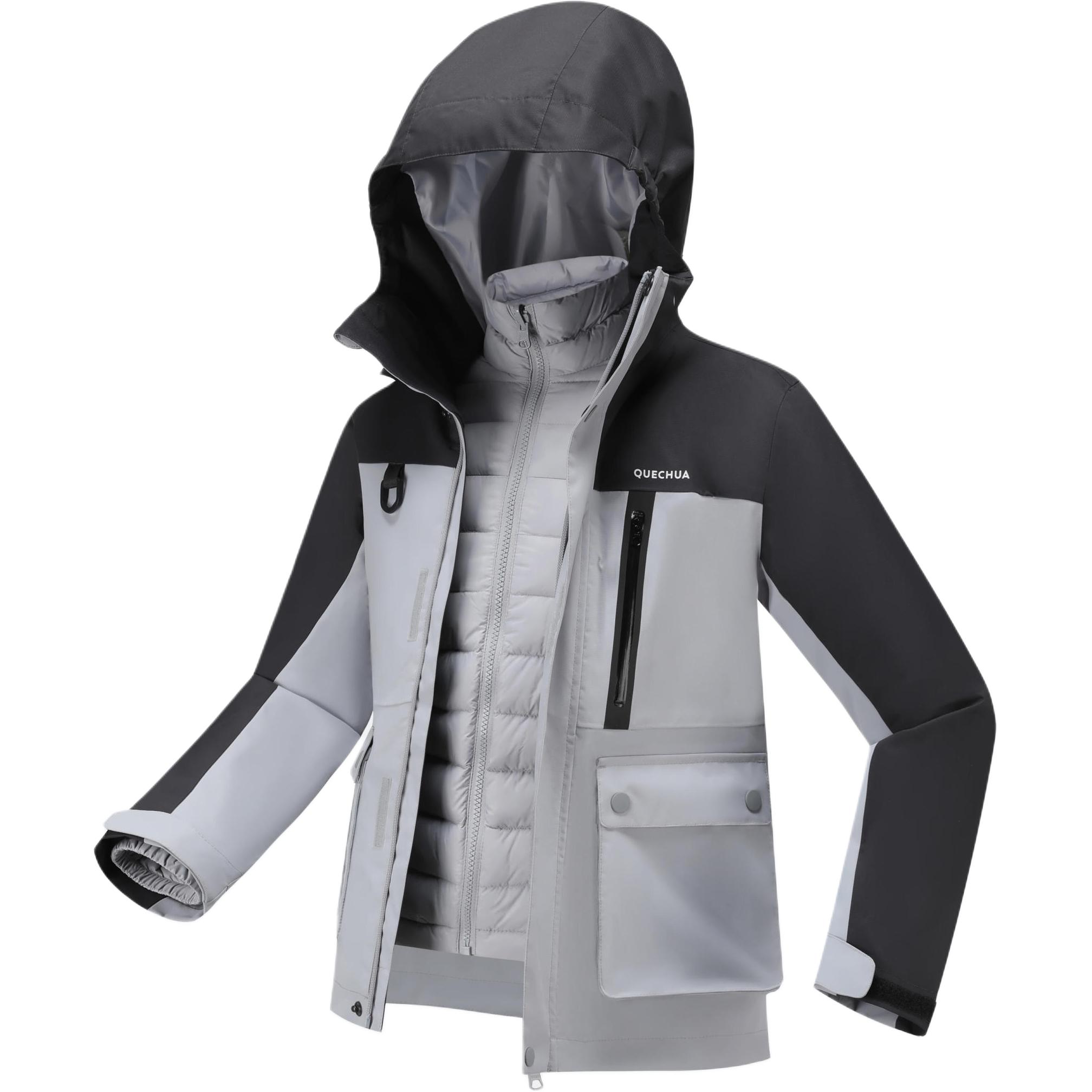 

DECATHLON SH900 QUECHUA 3-in-1 Warm Waterproof Jacket Carbon Grey/Silver Grey Youth 151-160