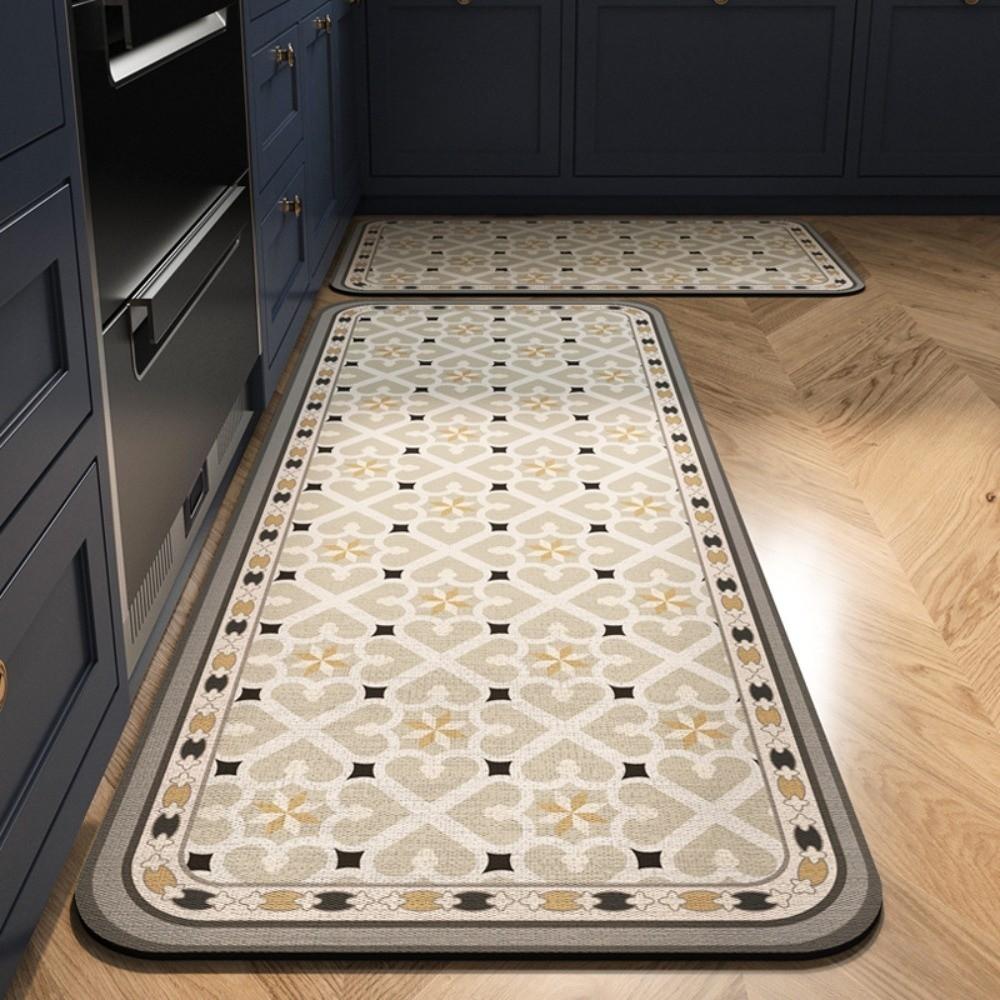 2pcs Printed Kitchen Carpet Rug Stain Resistant Non Slip Kitchen Floor Mat Carpets Soft Water Absorbent Entrance Door Mat