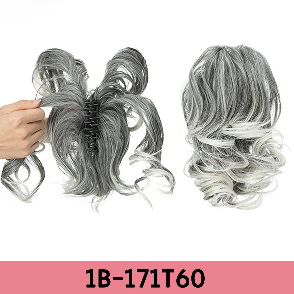Synthetische DIY Klaue Pferdeschwanz Haarverlängerungen Grau Schwarz Haar Falsche Zopf Für Frauen Täglichen Gebrauch 25cm gray