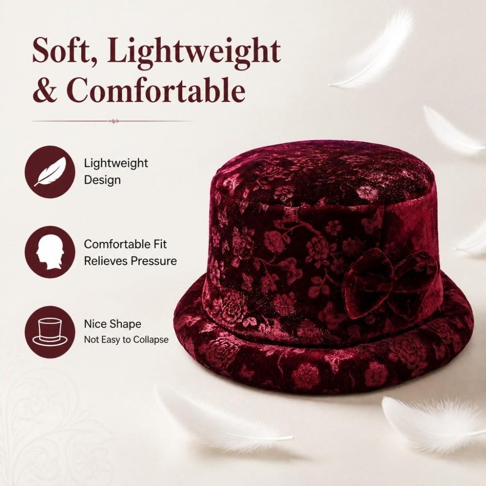 Fleece Lined Velvet Cap Thickened Winter Cap Classic Style Print Hat Daily Walk