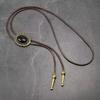 Retro Men's Bolo Tie with Resin Jade and Alloy Choker Cord