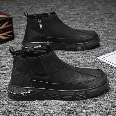 Chelsea Britain Men Leather Boots Spring Trendy Comfortable High Top Ankle Boots Fashion Versatiled Waterproof Boot Botas Spring
