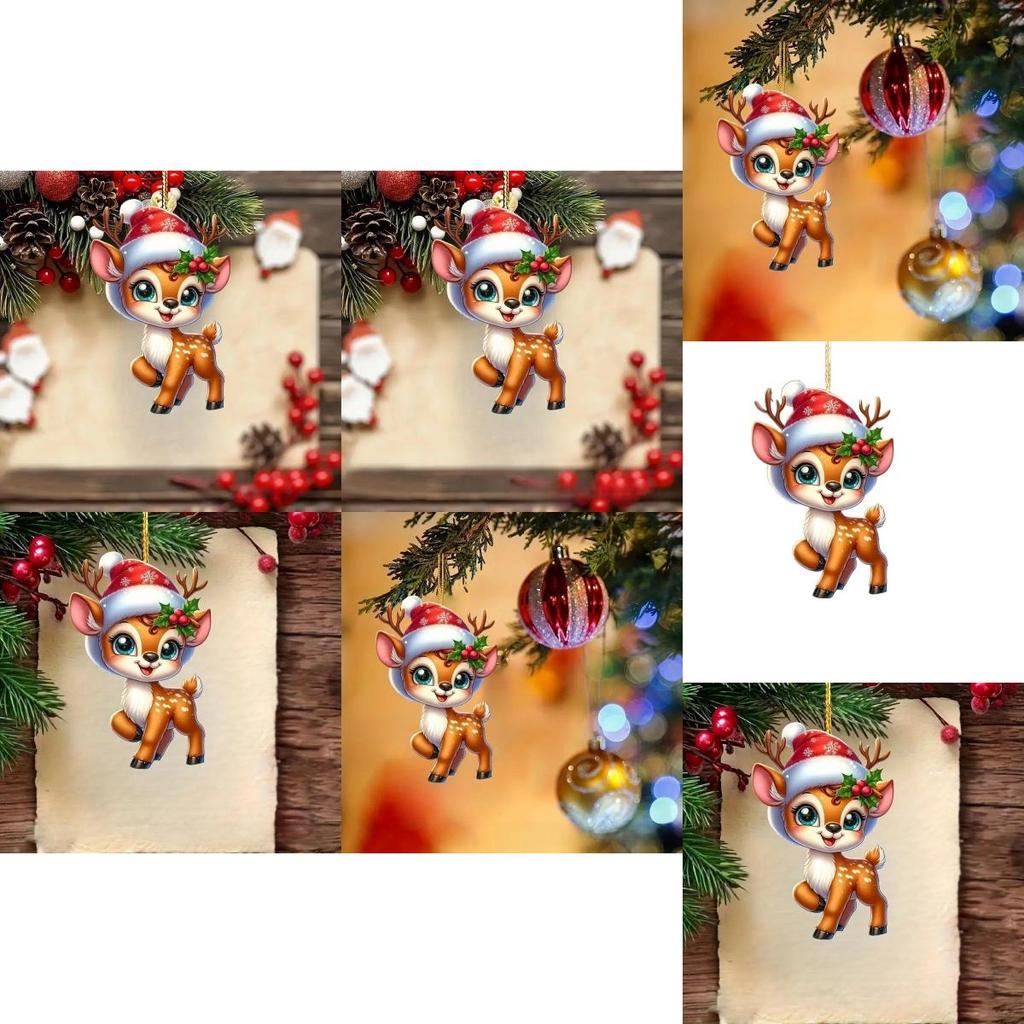 Acryl Auto Dekoration Hängend Mit Niedlichem Reh Und Weihnachtsbaum Thema Für Automobil Innenraum