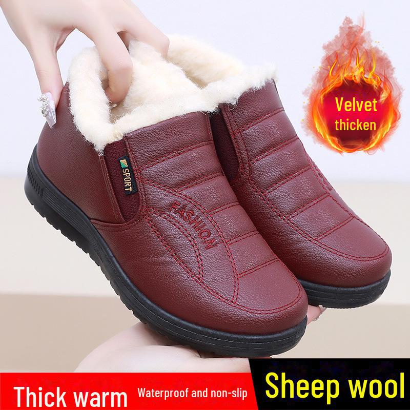 

Женские зимние шерстяные ботинки Old Beijing Winter с мягкой подошвой для комфорта, нескользящие и износостойкие, идеально подходят для женщин среднего возраста. чёрный