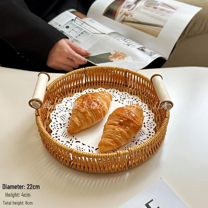 Handgeflochtenes Rattan-Tablett: Brot- und Obstkorb für Snacks und Nachmittagstee