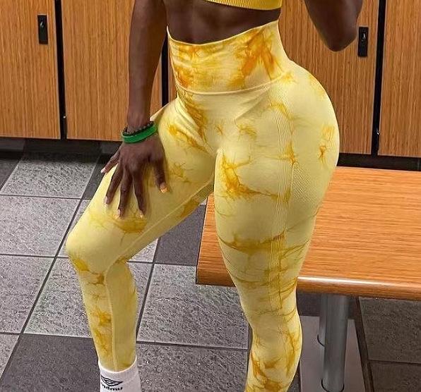 HNYHWKR Seamless Tie-Dye High-Waist Yoga Leggings: Stretch, Butt-Lift, Sweat-Wicking.
