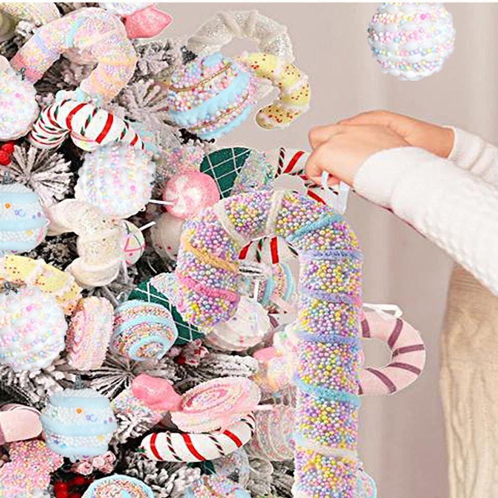 12Pcs 6cm Christmas Balls Pendant Ornaments Foam Macaron Color Hanging Balls for Christmas Tree Colored Dot Xmas Decorative