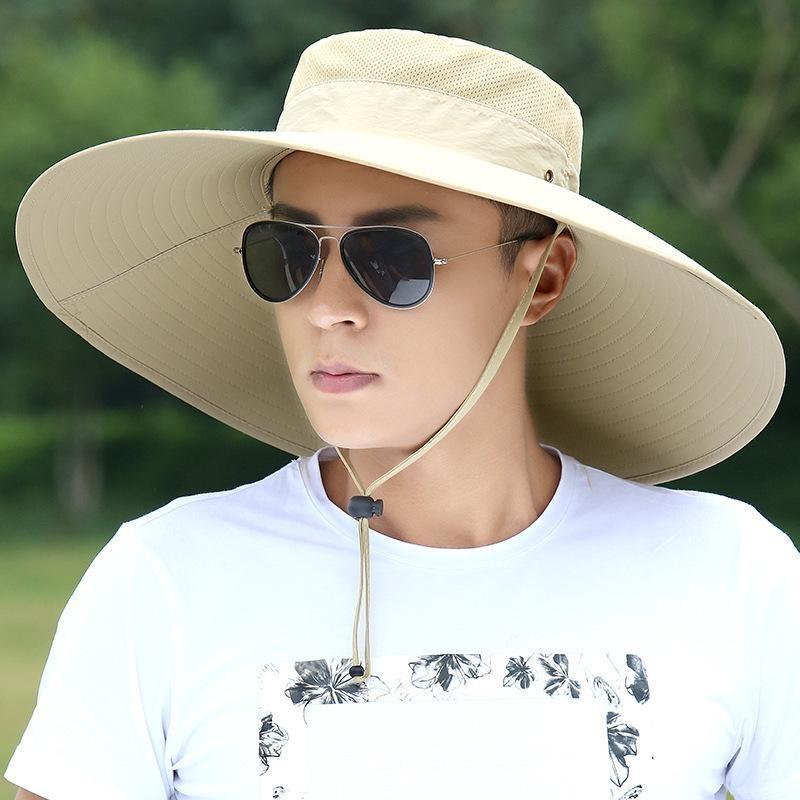 Men's 15CM Big Wide Brim Fisherman Hat Outdoor Waterproof Sun Hat Mountaineering Cap Fashion Hat Fishing Hats