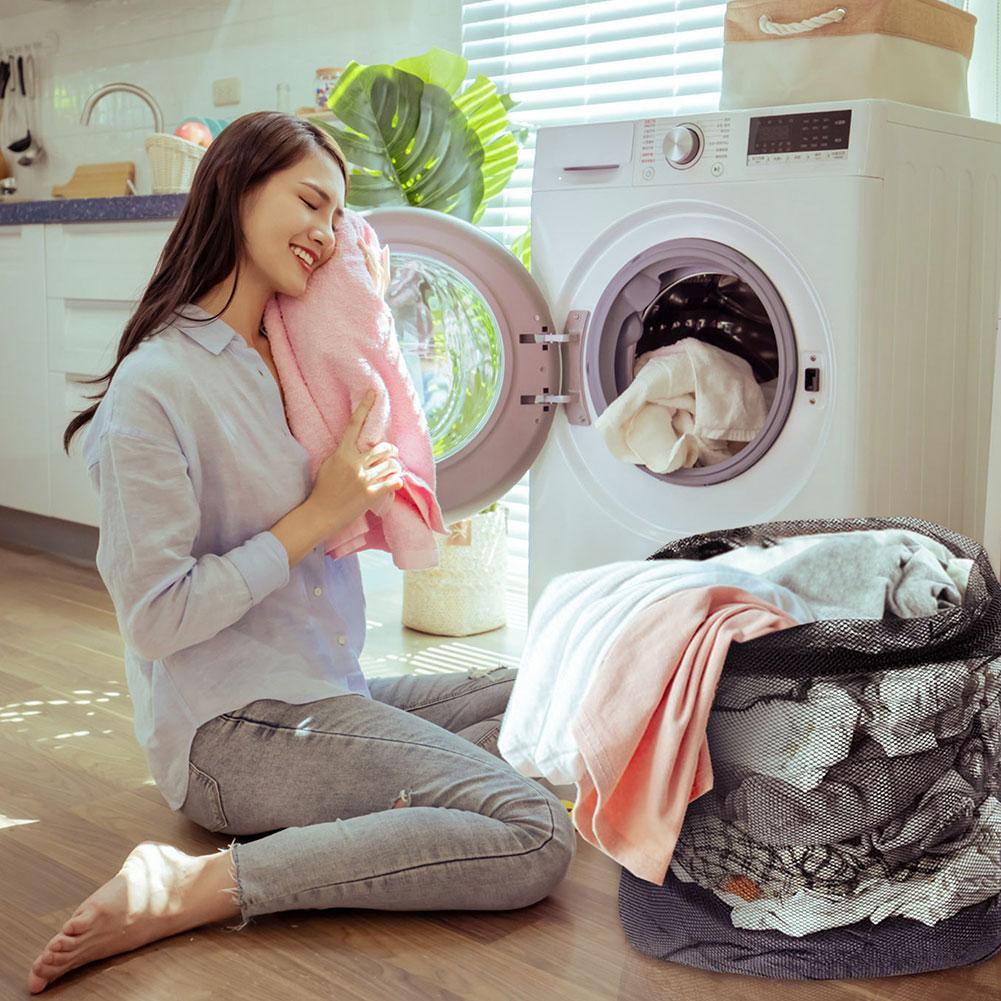 Drawstring Mesh Laundry Bag,Reusable Wash Clothes Storage Bag,Toy Football Organizer,Anti-Twisting Anti-Scratch Laundry Bag