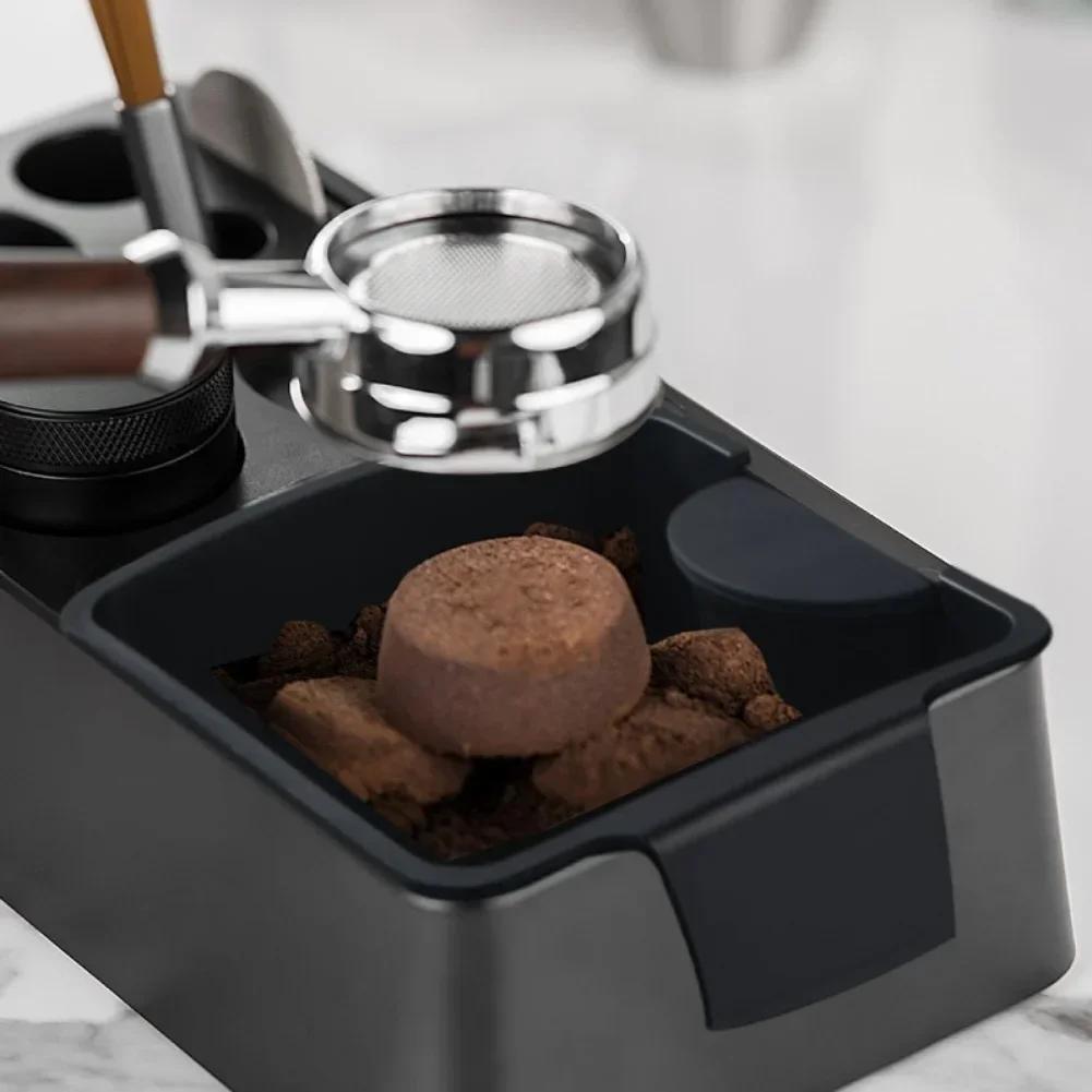 Espresso Knock Box Tamp Station Non-Slip Base Coffee Tool Organizer 51/53/58MM Coffeeware Tamp Station 32x14.8x7.5cm Storage Box