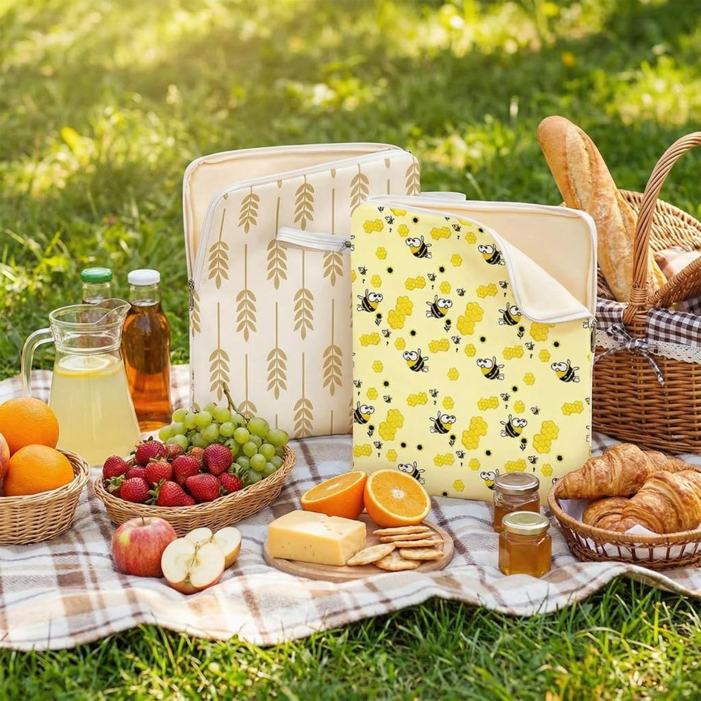 Saco de Pão de Cera de Abelha com Zíper, Pacote com 2 Reutilizável Caseiro Massa Fermentada Alimentos Revestimento de Cera de Abelha Sacos de Pão com Alça, 17x13 Polegadas Armazenamento de Alimentos Mantenha Fresco